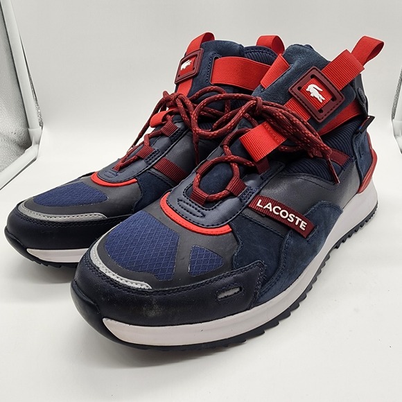 Lacoste Run Breaker 052111 Sneakers Mens 11 Navy Red High Top Athletic Shoes